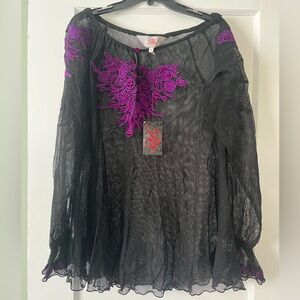 NWT Roja embroidered mesh Tunis dress swim suit cover up